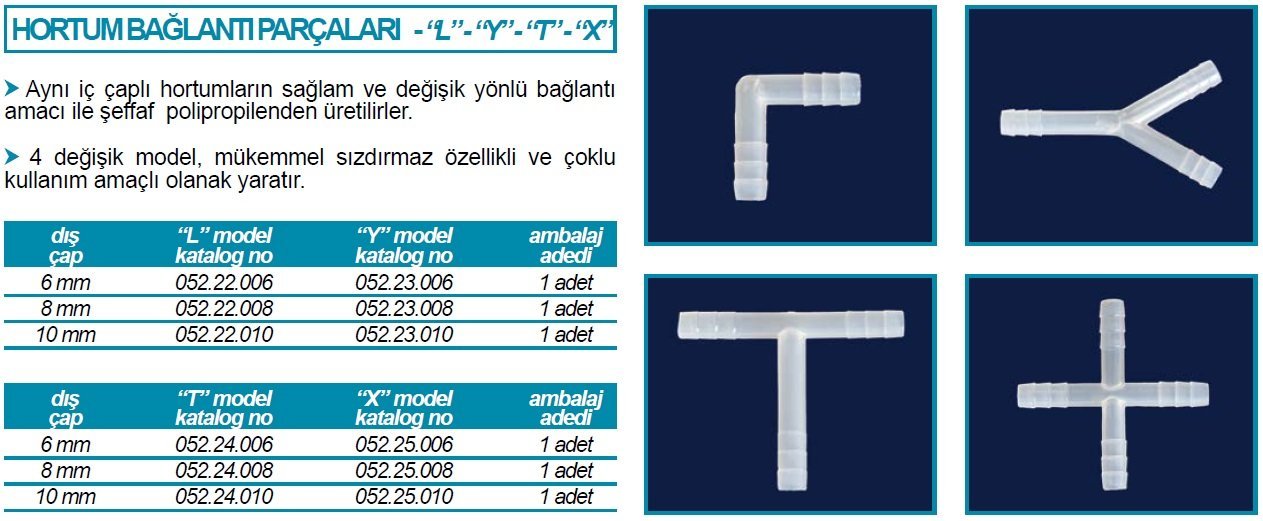 İSOLAB 052.22.006 hortum bağlantı parçası L form